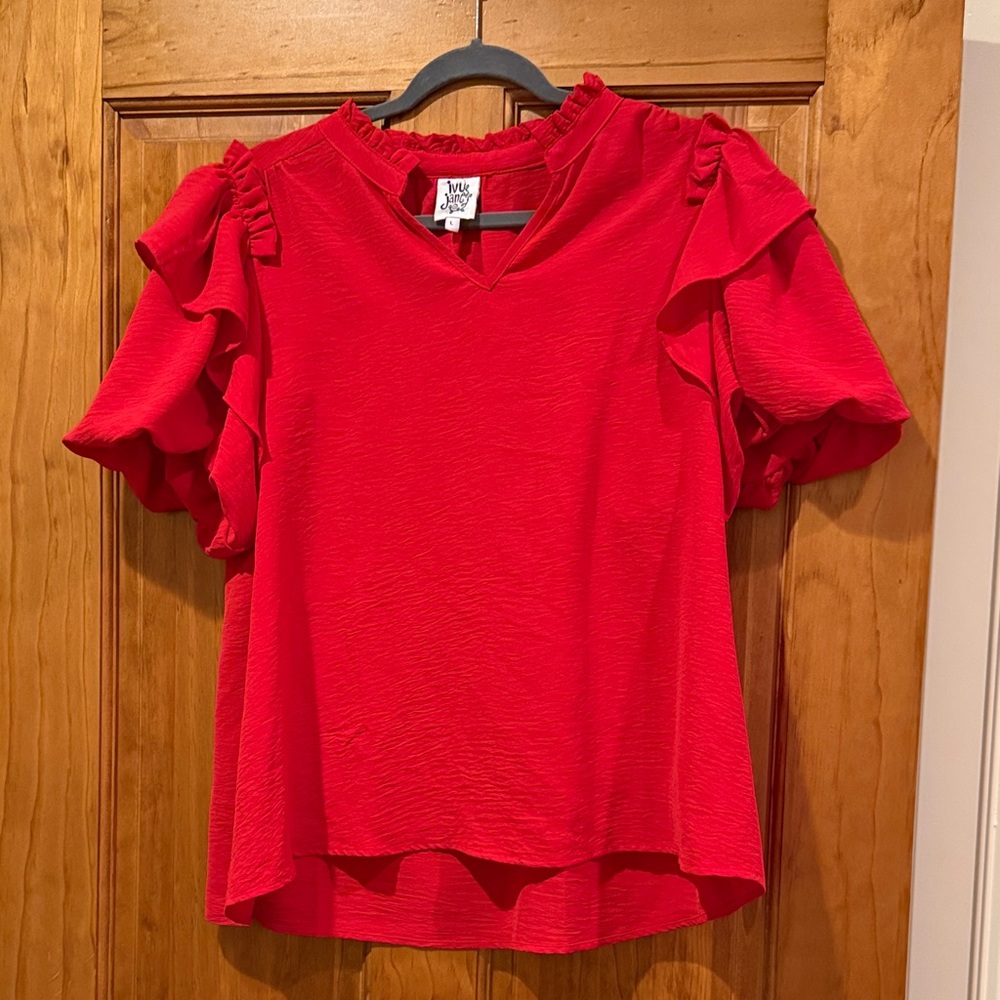 Ivy Jane Vibrant Red Ruffle Blouse